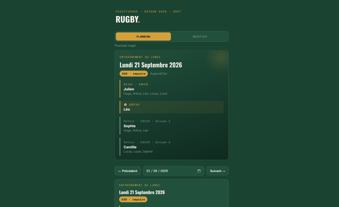 Aperçu de la page d'accueil du site